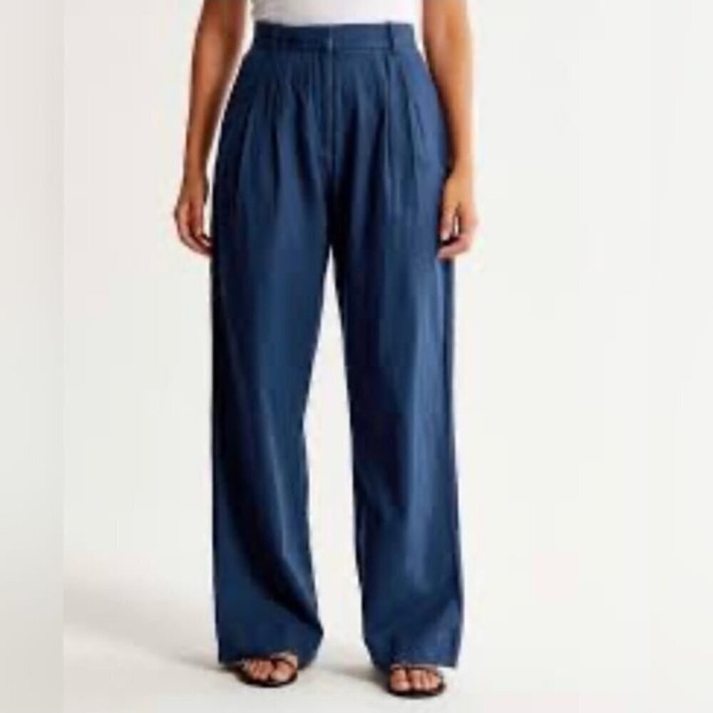 Abercrombie & Fitch Curve Love Linen Blend Tailored Wide Leg Pants Size XL Long